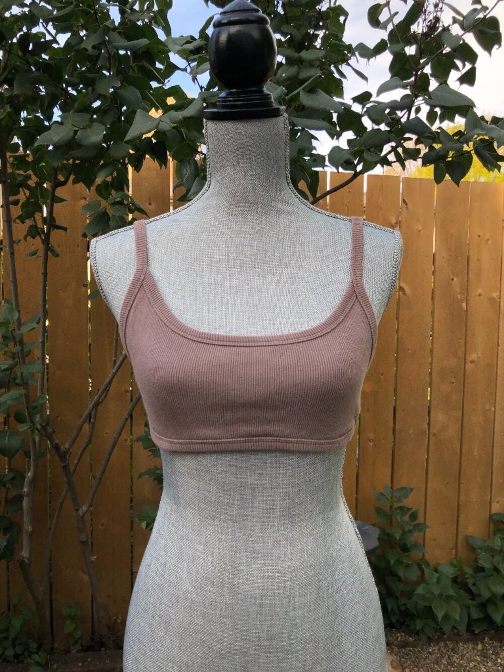 Lounge Athleisure Harlow Brown Cotton Ribbed Open Back Bralette Micro Bra Top